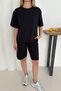 Women's Black Modal Fabric Short Sleeve Basic Shorts Suit - 8
