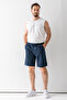 Men's Adjustable Waist Double Pocket Shorts Navy Blue - 9239 - 6