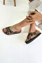Black Imported Straw and Stone Anatomical Women's Slippers Ew7046 - 3