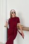 Women's Burgundy Modal Fabric Side Tie Detail Slit Dress - 6