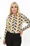 Women's Gray Yellow Retro Pattern Plus Size Half Turtleneck Body