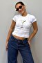White Printed Women's T-Shirt Mg2489