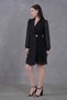 New Season Pleated Double Breasted Jacket Collar Sleeves Tulle Wrap Cut Black Women's Dress 24K2169 - 8