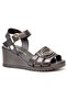 D25Ys-02775 Black Skin Leather Comfort Padding Women's Sandals