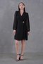 Pleated Detailed Double Breasted Jacket Collar Sleeves Tulle Black Office Dress 24K2169 - 6