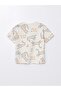 Beige Crew Neck Short Sleeve Printed Baby Boy T-Shirt - 5