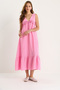 Women's Candy Pink V-Neck Lacing Detailed Lined Muslin Dress 3043 60283456 - 4