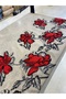 Red Floral Pattern Embroidered Tulle Fabric Skirt Water Embroidered En150 cm - for Evening Dresses and Special Designs - 3