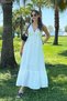 Shilsee Women's V-Necklace Decolate Muslin Dress White