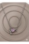 Silver Color Elegant Necklace with Pink Heart Stone - 4