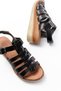 731-204 Black Genuine Leather Wedge Heeled Daily Women's Sandals - 4