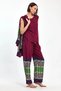 Women's Plum Striped Athlete Kimono and Pants Woven Viscon Bottom Top Set Hzl25S-Vm110421 - 6