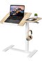 ETHU Height-Adjustable Rolling Laptop Desk, Multifunctional Overbed Table with Tilting Desktop and R