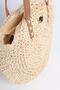 Beige Round Knitted Straw Bag with Signature Detail 1007 - 2