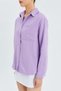 9942 Women's Oxford Long Sleeve Basic Shirt Lilac - 4