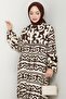 Caned Buttoned Woven Viscose Dress 1560 - Brown - 2