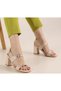 Byk Double Tape Gold Buckle Detail Thick Heel Shoes