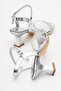 Women's Piping 3 Stone Heeled Sandals Silver Mirror - 4