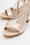 Women's Thick Front Face Cross Stone Heeled Sandals Ten Saten - 3