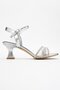 Women's Piping 3 Stone Heeled Sandals Silver Mirror - 2