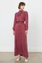 Premium Shoulder Button Belted Cupra Dress Burgundy - 4