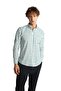 Men's Green Dynamic Fit Buttoned Collar Plaid Long Sleeve Pocketless 100% Cotton Shirt - 2