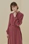 Premium Shoulder Button Belted Cupra Dress Burgundy - 2