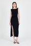Black Slit Detailed Drape Strap Midi Dress 241733 - 2