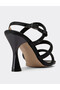 Kindep Three Band Stone Piping Heeled Women's Shoes Black - 3