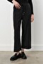 Elastic Waist Wide Leg Knitted Trousers Black - 2