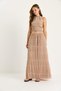 Women's Dark Powder Back Detailed Gipeli Crop Blouse Lined Pleated Skirt Set 9542 60283444 - 5