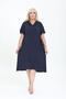 Women's summer V-neck woven dress, short-sleeved, below-the-knee dress - 8