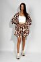 Woven Viscose Relaxed Fit Kimono Shorts Top and Bottom Set Coffee - 2
