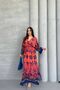 Long Sleeve Double-Breasted Collar Multicolor Patterned Women's Dress