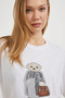 Teddy Bear Embroidered White T-Shirt - 2