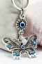 Turquoise Shiny Stone Metal Butterfly Keychain, Butterfly Gift - 5