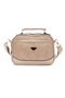 Women's Taupe Three-Compartment Crossbody Strap Hand and Shoulder Bag - 3