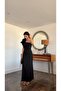 Black Dress with Brooch - 6