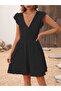 Women's Short Sleeve Double Breasted Collar Aerobin Dress with Elastic Waist - 5