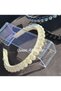 Luxury Satin Knitted Ribbon Fabric Large Pearl with Bead Row Crown Bright Cream Beige Color Princess Tiara - 3