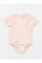 Pink Crew Neck Short Sleeve Baby Girl Snap Bodysuit