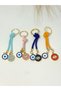 4Pcs Colorful Drawstring Evil Eye Beaded Keychain Set, Metal Eye Keychains