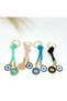 Set of 4 Multicolored Drawstring Evil Eye Bead Keychains, Metal Eye Keychains