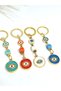 Set of 4 Multicolored Metal Evil Eye Bead Keychains, Metal Eye Keychains - 2