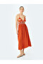 Embroidery Detailed Halter Neck Long Beach Dress - 3