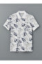Polo Neck Short Sleeve Patterned Pique Men's T-Shirt - 5