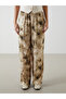 Patterned Wide Leg Women's Trousers with Elastic Waist - 2