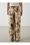 Patterned Wide Leg Women's Trousers with Elastic Waist - 4