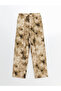Patterned Wide Leg Women's Trousers with Elastic Waist - 5