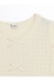 Crew Neck Bow Detailed Girl's Blouse and Skirt - 3